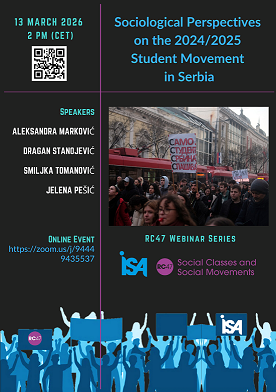 ISA RC47 webinar: Sociological Perspectives on the 2024/2025 Student Movement in Serbia